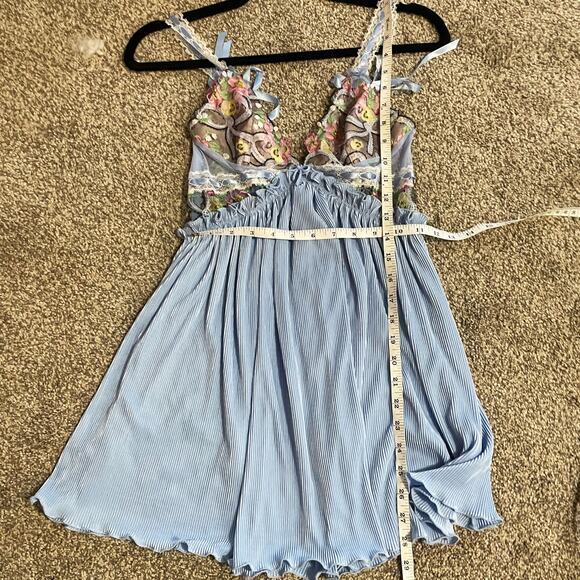 For Love And Lemons Louise Blue Ruffled Tiered Babydoll Mini Dress Size S - Picture 8 of 9